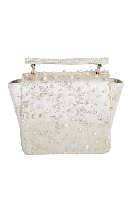 The Purple Sack Hand Embroidered Pearl & Bead Embellished Bag 