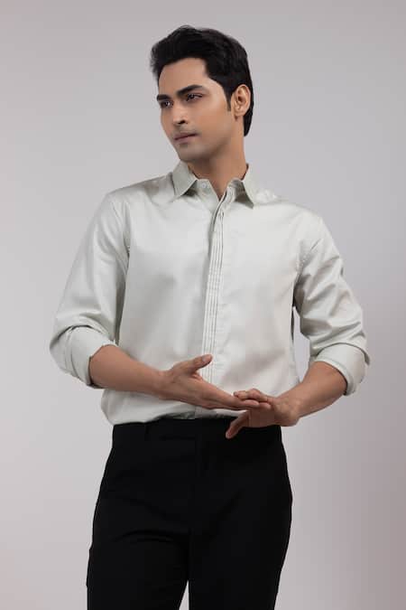 Yoseba Pleat Full-Sleeved Button-Down Shirt 