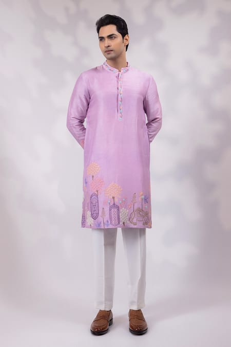 Buy Yoseba Purple Silk, Bemberg, Cotton Embroidery Lavya Floral And Motif Kurta Set Online at Aza Fashions Buy_Yoseba_Purple Silk, Bemberg, Cotton Embroidery Lavya Floral And Motif Kurta Set _Online_at_Aza_Fashions