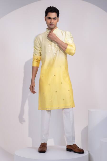 Yoseba Cream Chanderi, Cotton Mirrors, Embroidery Peeli Raag Work And Thread Kurta Set Online at Aza Fashions Yoseba_Cream Chanderi, Cotton Mirrors, Embroidery Peeli Raag Work And Thread Kurta Set _Online_at_Aza_Fashions