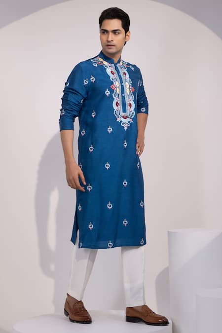 Yoseba Neelkriti Embroidered Kurta & Pyjama Set 