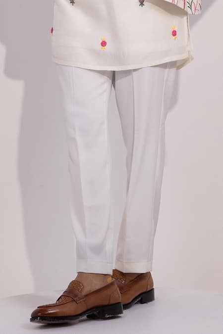 Yoseba Ivory Silk, Cotton Embroidery Floral Jacket Kurta Set Online at Aza Fashions Yoseba_Ivory Silk, Cotton Embroidery Floral Jacket Kurta Set _Online_at_Aza_Fashions