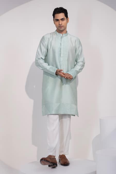 Yoseba Pista Noor Chanderi Silk Embroidered Kurta & Pyjama Set 