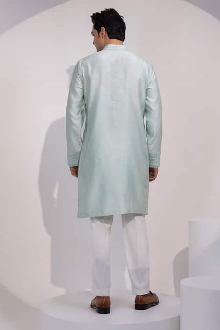 Yoseba Pista Noor Chanderi Silk Embroidered Kurta & Pyjama Set 