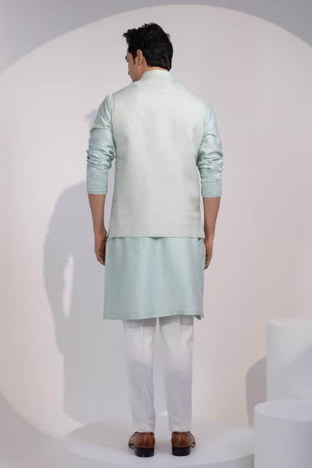 Yoseba Pista Noor Gulzar Noor Gulzar Organza Embroidered Nehru Jacket Set 