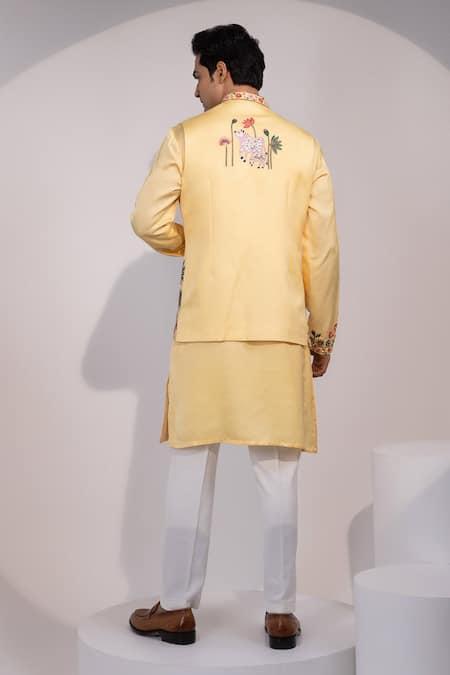 Yoseba Amaltas Baagh Embroidered Nehru Jacket Set 