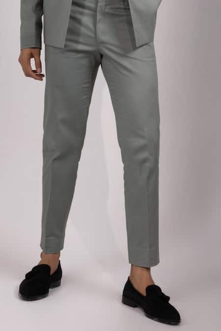 Yoseba_Green Embroidery Raakhshyam Textured Detailing Jacket And Trouser Set _Online_at_Aza_Fashions