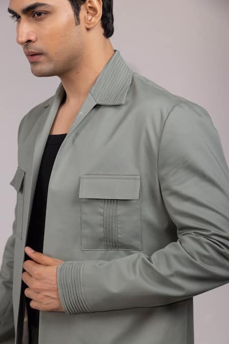 Buy_Yoseba_Green Embroidery Raakhshyam Textured Detailing Jacket And Trouser Set 