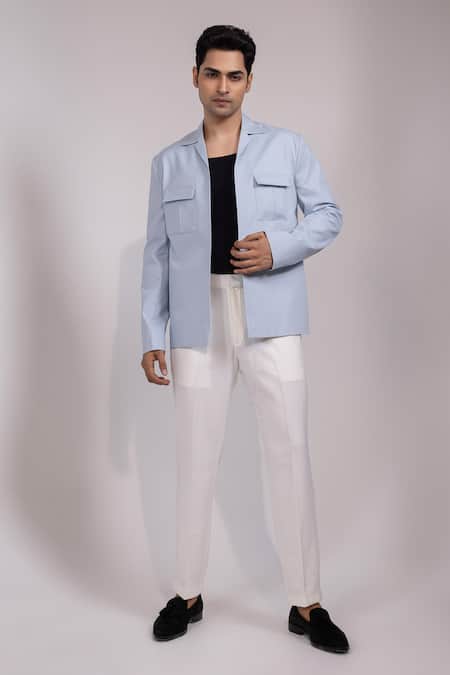 Yoseba Neelvastra Structured Collar Jacket & Trouser Set 