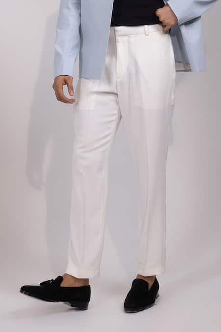 Buy Yoseba Sky Blue Neelvastra Structured Collar Jacket And Trouser Set Buy_Yoseba_Sky Blue Neelvastra Structured Collar Jacket And Trouser Set