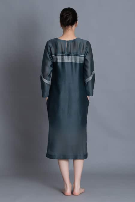 Shop Khat Mint Chanderi Silk Embroidery Round Neck Kurta at Aza Fashions Shop_Khat_Mint Chanderi Silk Embroidery Round Neck Kurta _at_Aza_Fashions