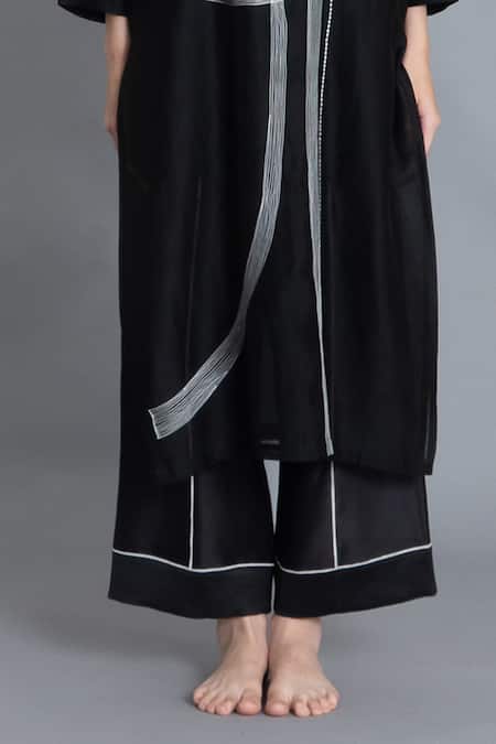 Buy Khat Black Chanderi Silk Embroidery Round Neck Khat Pantone Kurta And Set Online at Aza Fashions Buy_Khat_Black Chanderi Silk Embroidery Round Neck Khat Pantone Kurta And Set _Online_at_Aza_Fashions