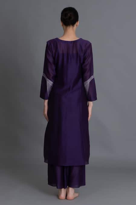 Khat Purple Embroidered Kurta & Pant Set 