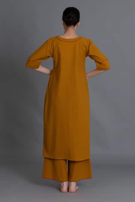 Khat Mustard Round Neck Kurta & Pant Set 