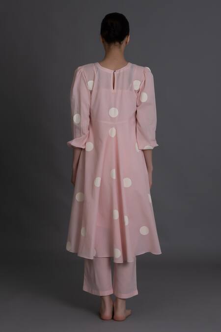 Khat Pastel Pink Polka Kurta & Pant Set 