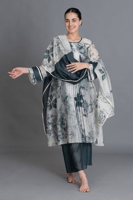 Khat Mint Texture Print Kurta Set 