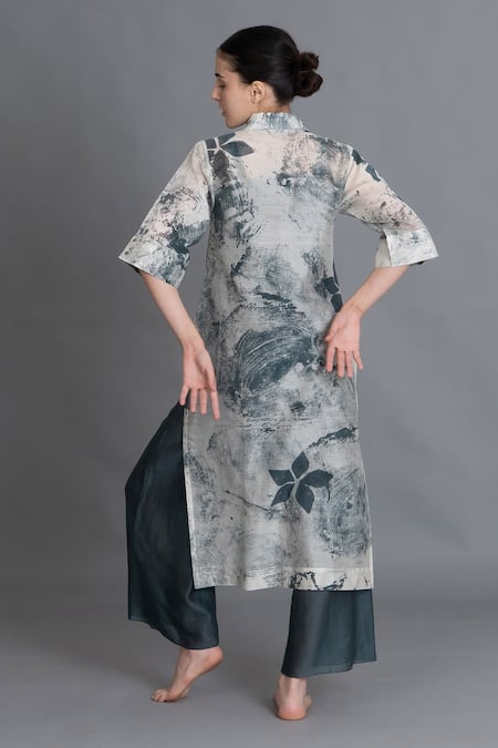 Khat Mint Texture Long Kurta & Pant Set 