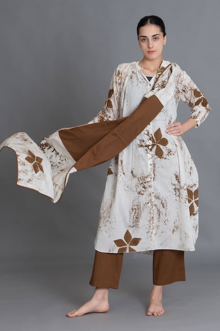 Khat Earthy Brown Print Kurta Set 