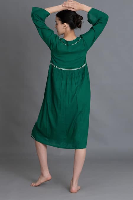 Khat Green Square Neck Dress 