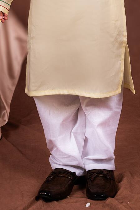 Buy_Toplove_Yellow Cotton, Silk Embroidery, Beads Watermelon Kurta And Pajama Set _Online_at_Aza_Fashions