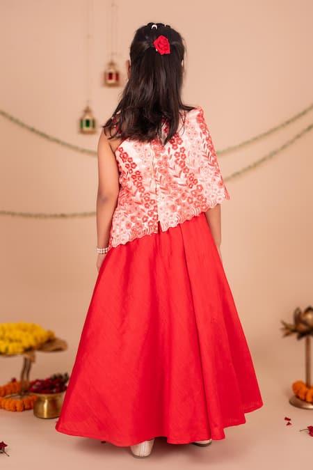 Toplove Embroidered Cape Top & Lehenga Set 