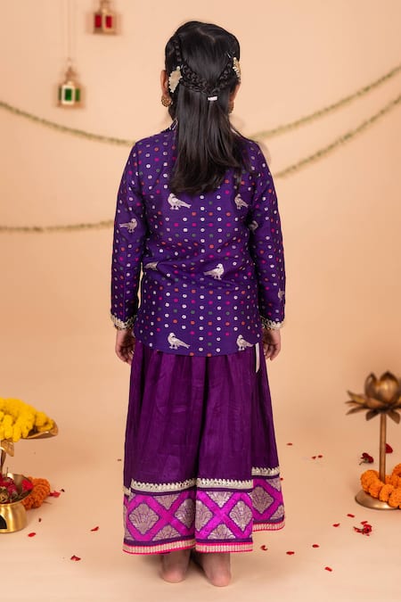 Toplove Banarasi Woven Jacket & Sharara Set 