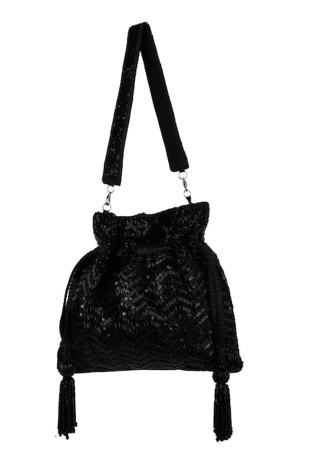 The Purple Sack Sequins Embroidered Chevron Potli Bag 