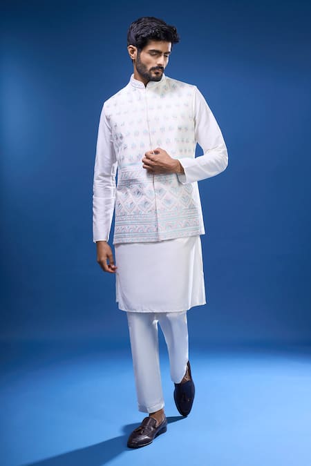 Arihant Rai Sinha Floral Embroidered Bundi & Kurta Set 