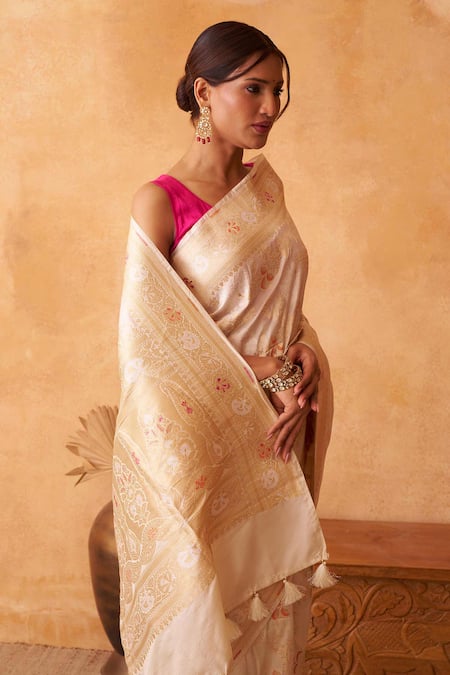 Neitri Jasmine Banarasi Silk Floral Woven Saree 