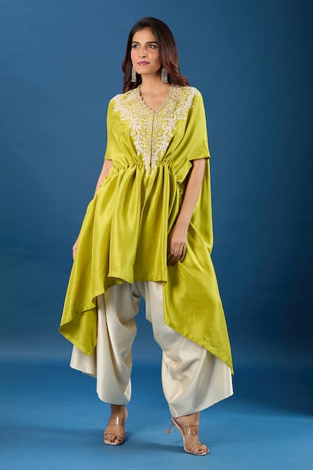 Prisho Dori Embroidered Kaftan & Pant Set 