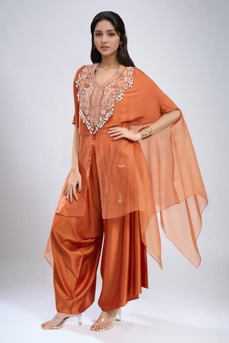 Prisho Zardozi Embroidered Kaftan With Pant 