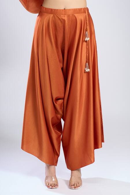 Shop Prisho Orange Zari V-neck Zardozi Embroidered Kaftan With Pant Online at Aza Fashions Shop_Prisho_Orange Zari V-neck Zardozi Embroidered Kaftan With Pant _Online_at_Aza_Fashions