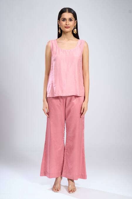 Prisho Pink Tassels, Beads Button-down Neck Embroidered Jacket Pant Set at Aza Fashions Prisho_Pink Tassels, Beads Button-down Neck Embroidered Jacket Pant Set _at_Aza_Fashions