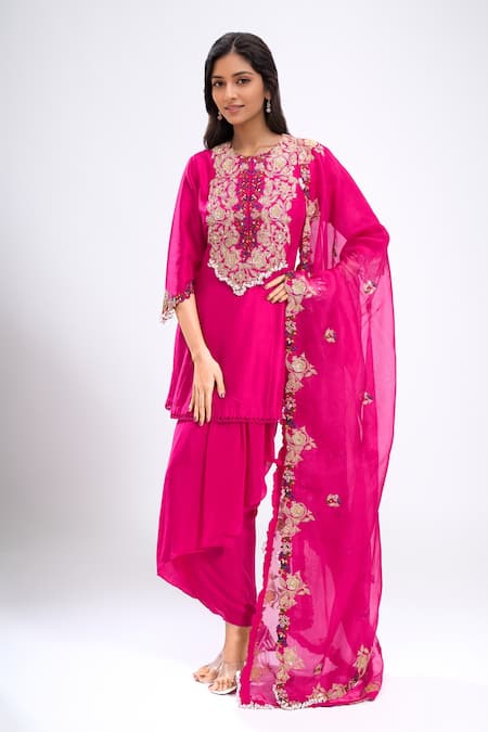 Prisho Yoke Embroidered Kurta Skirt Set 