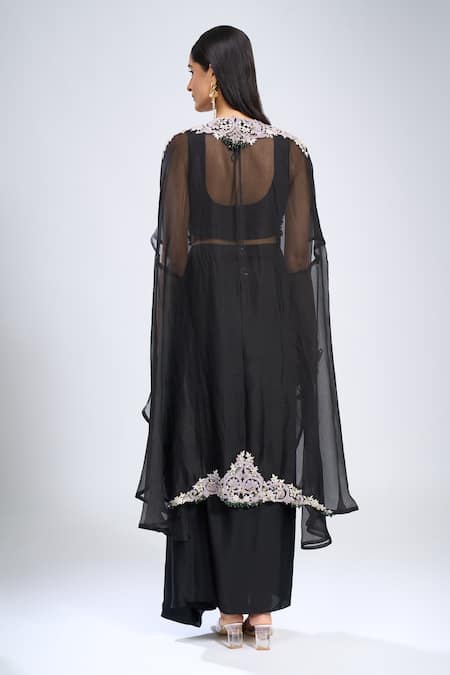 Prisho Embroidered Cape Skirt Set 