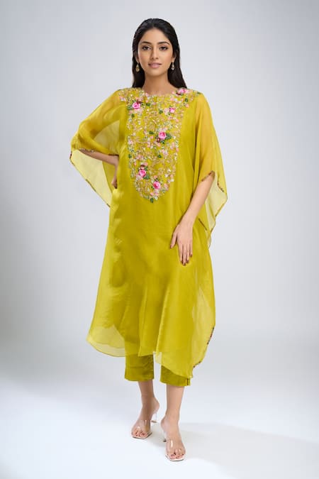 Prisho Dori Embroidered Kaftan Pant Set 