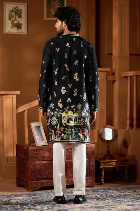 Taroob Printed Raw Silk Blend Kurta Set 