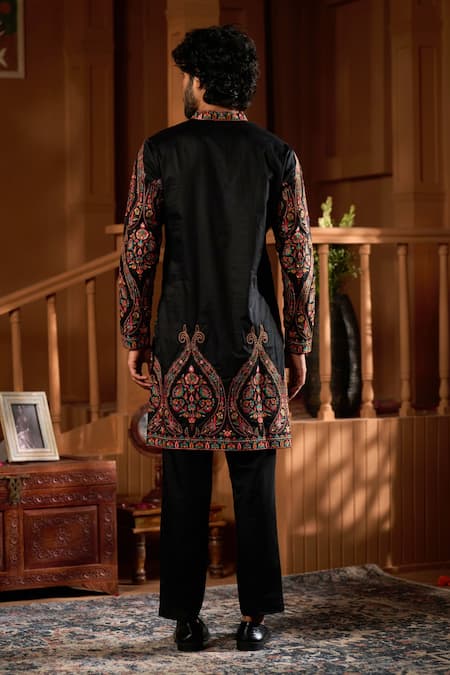Taroob Embroidered Silk Cotton Kurta Pyjama Set 