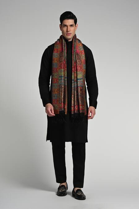 Taroob Multi Color Taroob Kashmiri Silk Kaani Stole at Aza Fashions Taroob_Multi Color Taroob Kashmiri Silk Kaani Stole _at_Aza_Fashions