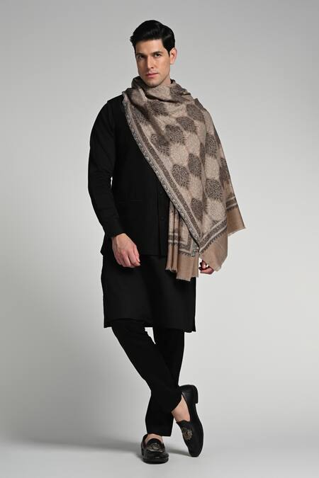 Buy_Taroob_Multi Color Taroob Fine Wool Kashmiri Jaal Kaani Stole _Online_at_Aza_Fashions