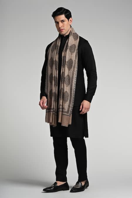 Shop_Taroob_Multi Color Taroob Fine Wool Kashmiri Jaal Kaani Stole _Online_at_Aza_Fashions