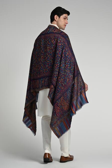 Taroob_Multi Color Taroob Authentic Pashmina Feel Fine Wool Stole _at_Aza_Fashions