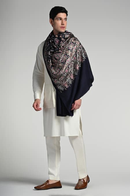 Shop Taroob Multi Color Taroob Wool Silk Kashmiri Embroidered Stole Online at Aza Fashions Shop_Taroob_Multi Color Taroob Wool Silk Kashmiri Embroidered Stole _Online_at_Aza_Fashions