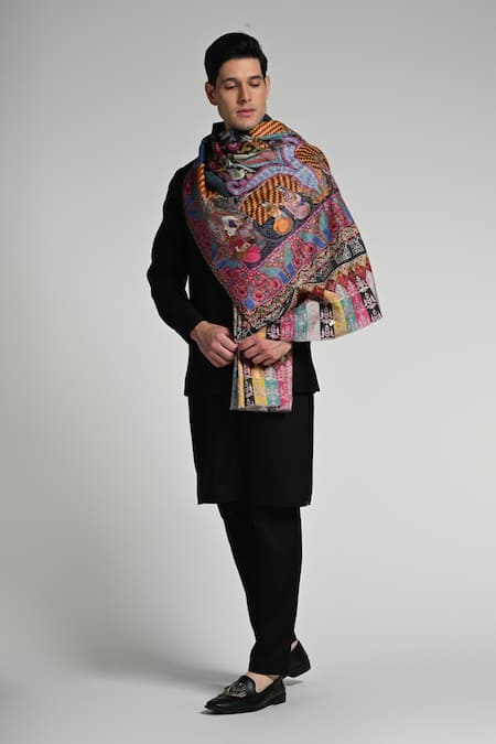 Taroob Taroob Regal Raj-Darbar Fine Wool Kalamkari Stole 