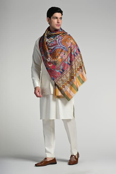 Taroob Taroob Royal Raj-Darbar Fine Wool Kalamkari Stole 