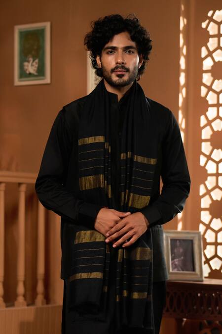 Taroob_Multi Color Taroob Pure Pashmina Zari Stole _Online_at_Aza_Fashions