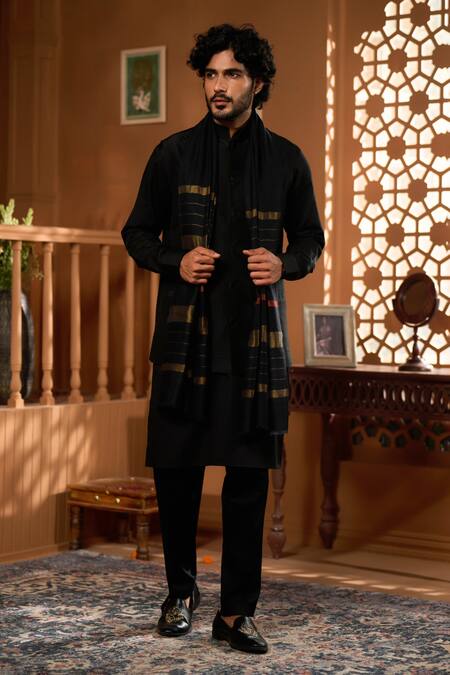 Shop_Taroob_Multi Color Taroob Pure Pashmina Zari Stole _Online_at_Aza_Fashions