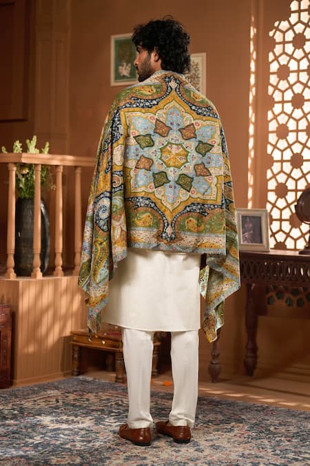 Taroob Taroob Super Fine Kashmiri Wool Kalamkar Stole 