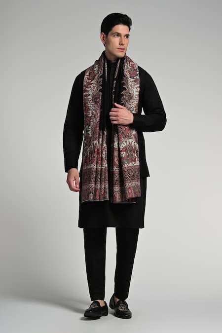 Buy_Taroob_Multi Color Taroob Kashmiri Fine Wool Multicolor Kaani Shawl _Online_at_Aza_Fashions