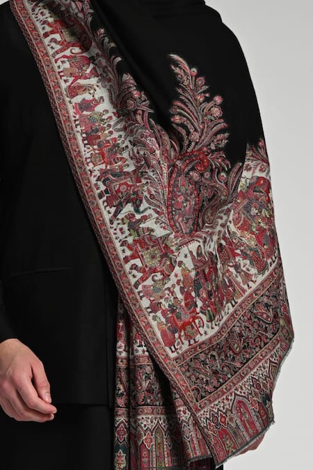 Taroob_Multi Color Taroob Kashmiri Fine Wool Multicolor Kaani Shawl _at_Aza_Fashions